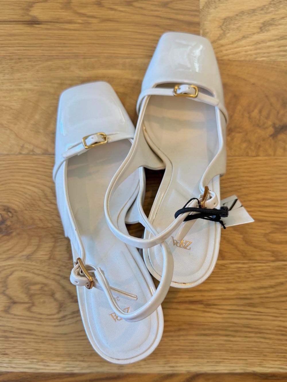 Zara White Glossy Wedge Heels Size 38